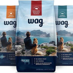 Wag Dry Dog Food Trial-Size Bag Multipack (Beef, Salmon, Turkey)