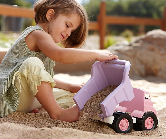 Green Toys Dump Truck in Pink Color - BPA Free - Image 3