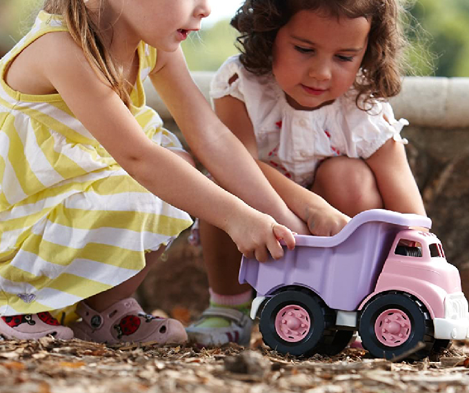 Green Toys Dump Truck in Pink Color - BPA Free - Image 5